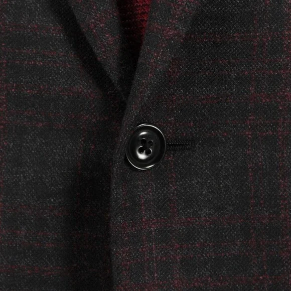 Ermenegildo Zegna Sport Coat Size 54L 44L US in Black & Red Plaid 100% Wool